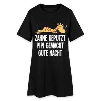 drôle de girafe dents brossé bonne nuit en disant - Robe T-shirt Femme - noir - Devant