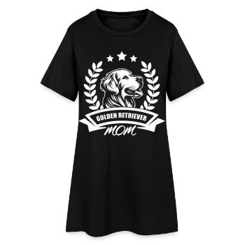 "Golden Retriever Mom" with banner and wreath of wheat - Women’s T-Shirt Dress - black - Front