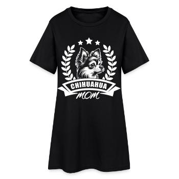 Chihuahua Mom - mit Banner und Ährenkranz - Frauen T-Shirt-Kleid - Schwarz - Vorne