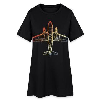 Vintage Airplane Line Art - Women’s T-Shirt Dress - black - Front