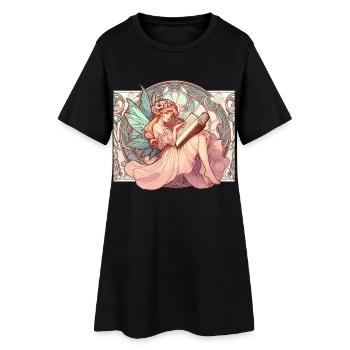 Livre Livres Lecture Fée Elfe Art Nouveau Cadeau - Robe T-shirt Femme - noir - Devant