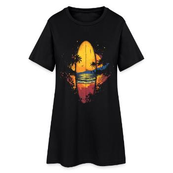 Planche de surf - Robe T-shirt Femme - noir - Devant