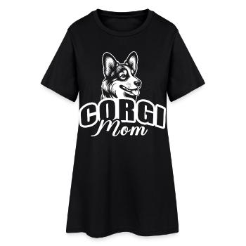 « Maman corgi » avec tête de chien - Robe T-shirt Femme - noir - Devant