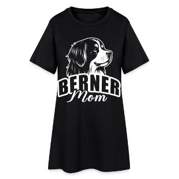 « Maman bernoise » avec une tête de chien - Robe T-shirt Femme - noir - Devant