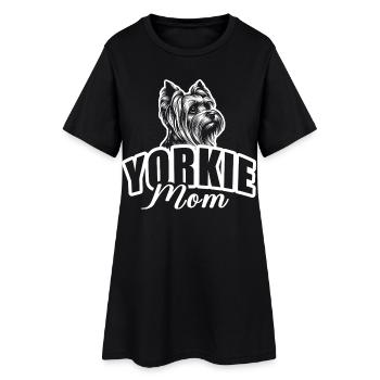 « Yorkie Mom » avec tête de chien - Robe T-shirt Femme - noir - Devant
