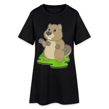 Castor Bodybuilder Haltères Musculation - Robe T-shirt Femme - noir - Devant
