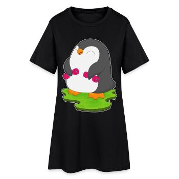 Pinguin Bodybuilder Hanteln Bodybuilding - Frauen T-Shirt-Kleid - Schwarz - Vorne