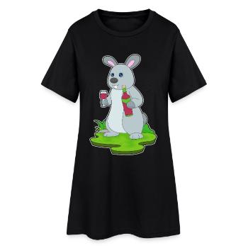 Hase Bouteille de vin rouge - Robe T-shirt Femme - noir - Devant
