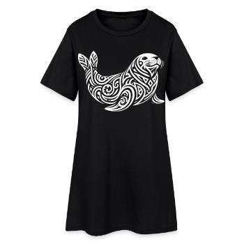 Phoque Tribal - Robe T-shirt Femme - noir - Devant