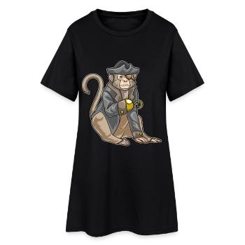 Affe Pirat Hakenhand - Frauen T-Shirt-Kleid - Schwarz - Vorne