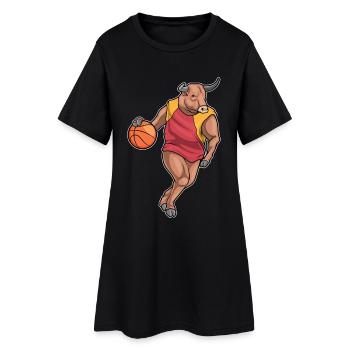 Taureau Basketteur Basket-ball - Robe T-shirt Femme - noir - Devant
