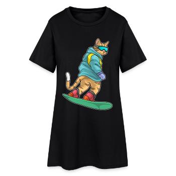 Cat Snowboarder Snowboard - Women’s T-Shirt Dress - black - Front