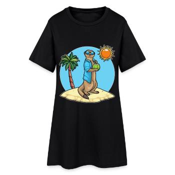 Erdmännchen Strand Kokosnuss Sommer - Robe T-shirt Femme - noir - Devant