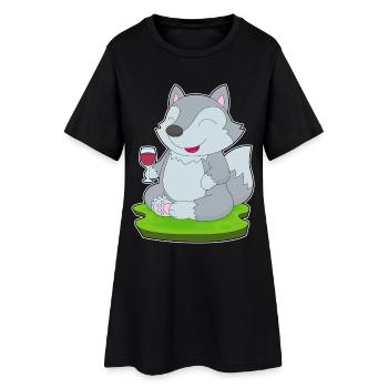 Vin rouge loup - Robe T-shirt Femme - noir - Devant
