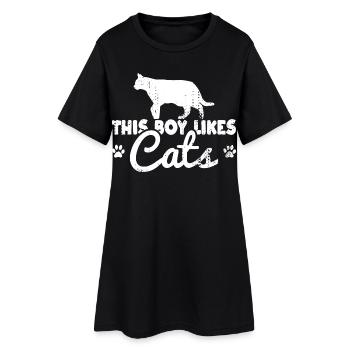 Ce garçon aime les chats - Robe T-shirt Femme - noir - Devant