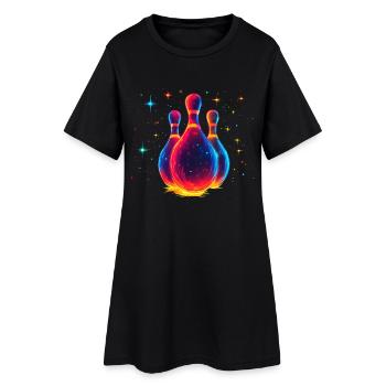 Bowling à l’ancienne - Robe T-shirt Femme - noir - Devant
