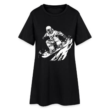 Dessin de snowboarder - Robe T-shirt Femme - noir - Devant