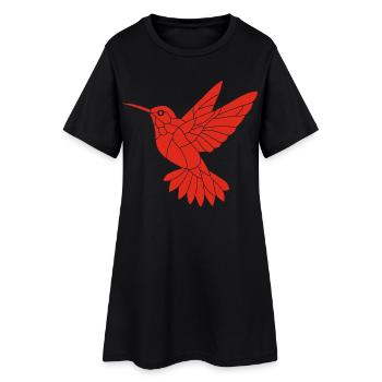 Roter Kolibri - Frauen T-Shirt-Kleid - Schwarz - Vorne