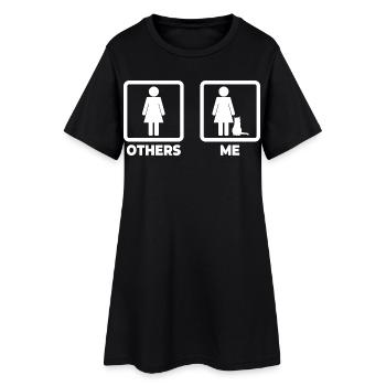 Figurines bâton de propriétaire de chat - Robe T-shirt Femme - noir - Devant