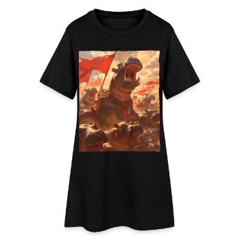 Epische Nilpferd Revolution Kunstvolles Gemälde - Frauen T-Shirt-Kleid - Schwarz - Vorne