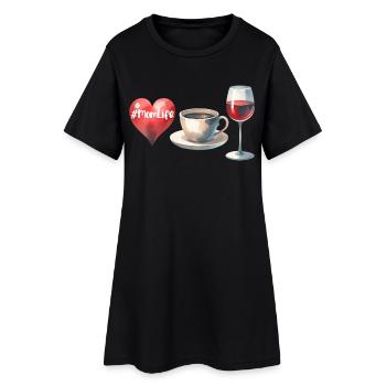 MomLife Café Vin Coeur Aquarelle Look Drôle - Robe T-shirt Femme - noir - Devant