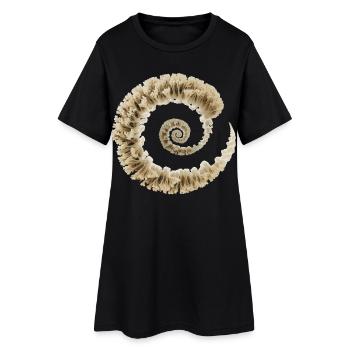 Fibonacci Fungi Spiral | Sacred Nature Art - Women’s T-Shirt Dress - black - Front