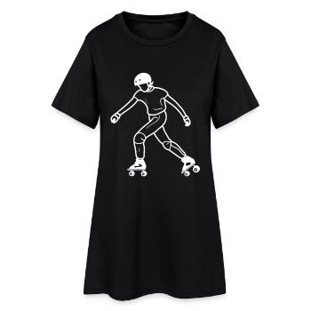 Roller Skating Zeichnung - Frauen T-Shirt-Kleid - Schwarz - Vorne