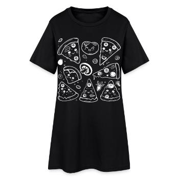 Style de dessin animé de pizza - Robe T-shirt Femme - noir - Devant