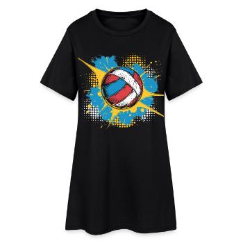 Ballon de volley-ball Street Art - Robe T-shirt Femme - noir - Devant
