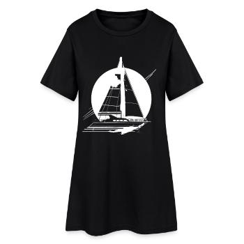 Sailboat Drawing - Women’s T-Shirt Dress - black - Front