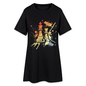 Reine et Roi d’échecs vintage - Robe T-shirt Femme - noir - Devant