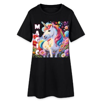 Magical unicorn in rainbow colors power animal - Women’s T-Shirt Dress - black - Front