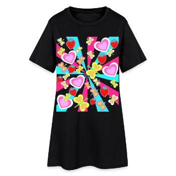 Schmettelinge Coeur Insectes Fraises Fraise Enfant - Robe T-shirt Femme - noir - Devant