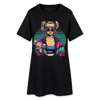 Fitness Femme Fort Gym Années 90 Cadeau - Robe T-shirt Femme - noir - Devant