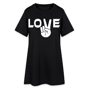 Signe de victoire de l’amour main - Robe T-shirt Femme - noir - Devant
