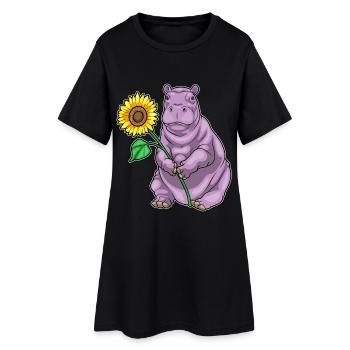 Hippopotame Tournesol - Robe T-shirt Femme - noir - Devant