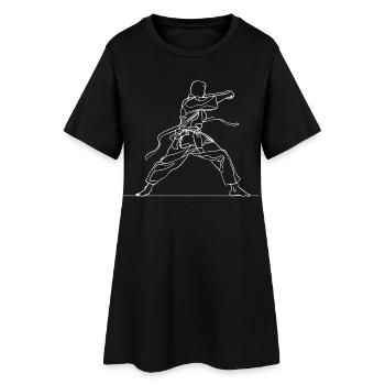 Dessin au trait de karaté - Robe T-shirt Femme - noir - Devant