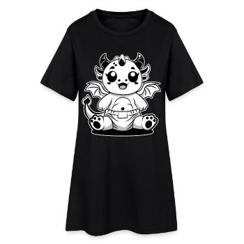 Dragon Lait – Bébé Dragon mignon en couche - Robe T-shirt Femme - noir - Devant