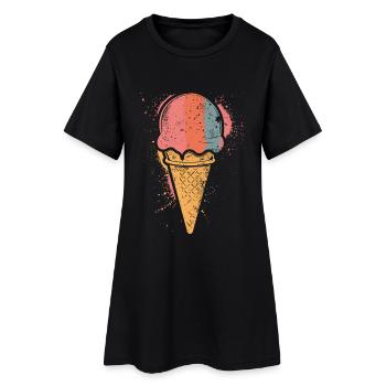 Retro Eiscreme - Frauen T-Shirt-Kleid - Schwarz - Vorne