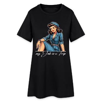 Pin Up Rétro Hôtesse de l’air Profession Cadeau de voyage - Robe T-shirt Femme - noir - Devant
