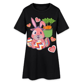 Pâques Pâques Lapin Oeufs de Pâques Rétro Enfants Oeufs Lapin - Robe T-shirt Femme - noir - Devant