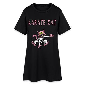 Karaté et chat rose - Robe T-shirt Femme - noir - Devant