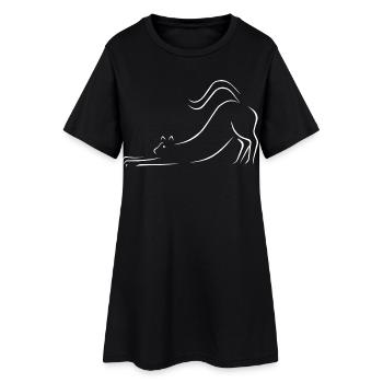 Dessin au trait de chat - Robe T-shirt Femme - noir - Devant