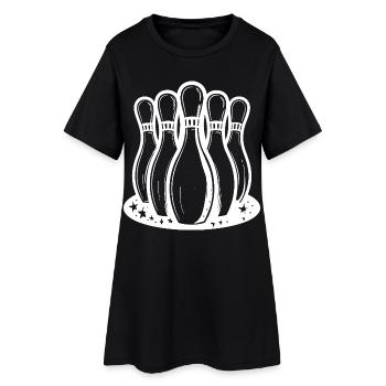 Quilles de bowling style dessin animé - Robe T-shirt Femme - noir - Devant