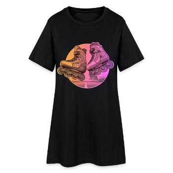 Skates, vintage, street, dynamic, summer atmosphere - Women’s T-Shirt Dress - black - Front