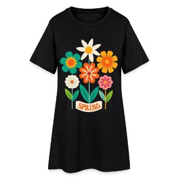 Spring Flowers Blossoms - Women’s T-Shirt Dress - black - Front