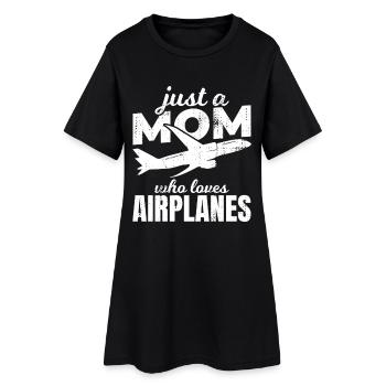 Maman qui adore les avions - Robe T-shirt Femme - noir - Devant