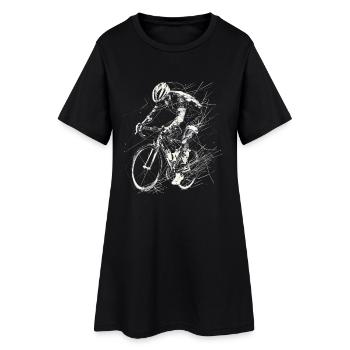 Cyclist Drawing - Women’s T-Shirt Dress - black - Front