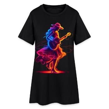 Guitariste Girl Synthwave - Robe T-shirt Femme - noir - Devant