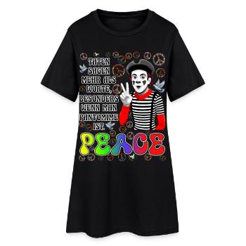 Friedens Pantomime - Frauen T-Shirt-Kleid - Schwarz - Vorne